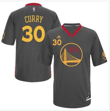 Warriors #30 Stephen Curry Black Slate Chinese New Year Stitched NBA Jersey