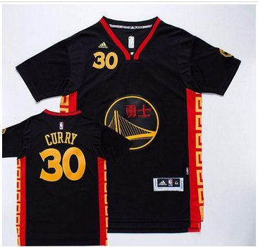 Golden State Warrlors #30 Stephen Curry Black Slate Chinese New Year Stitched NBA Jersey