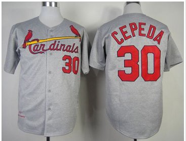 Mitchell And Ness 1967 St. Louis Cardinals #30 Orlando Cepeda Grey Throwback Stitched Baseball Jersey