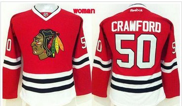 Women Blackhawks #50 Corey Crawford Red Home Stitched NHL Jersey