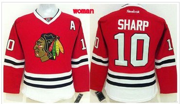 Women Chicago Blackhawks #10 Patrick Sharp Red Home Stitched NHL Jersey