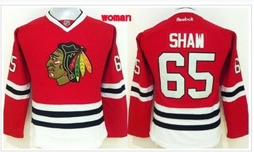 Women Blackhawks #65 Andrew Shaw Red Home Stitched NHL Jersey