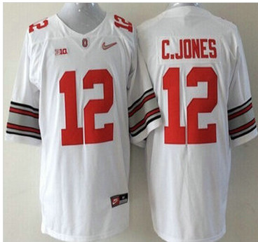 Ohio State Buckeyes Jersey 12 Cardale Jones 2015 Playoff Rose Bowl Special Event Diamond Quest White Jerseys