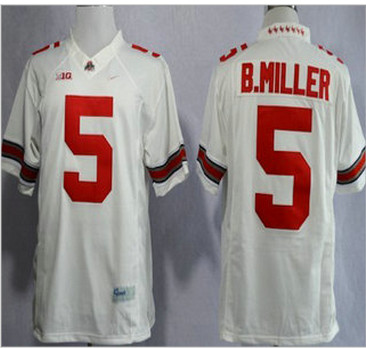 Ohio State Buckeyes Jersey 5 Baxton Miller 2013 White Big 10 Patch Limited Jerseys