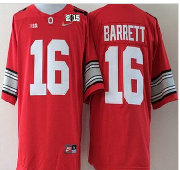 Ohio State Buckeyes Jersey 16 J.T. Barrett 2015 Playoff Rose Bowl Special Event Diamond Quest Red 2015 BCS Patch Jerseys