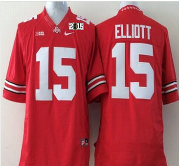 Ohio State Buckeyes Jersey 15 Ezekiel Elliott 2015 Playoff Rose Bowl Special Event Diamond Quest Red 2015 BCS Patch Jerseys