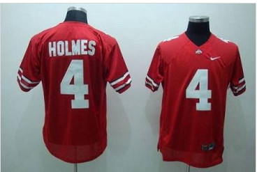 Buckeyes #4 Santonio Holmes Red Embroidered NCAA Jersey