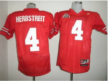 Buckeyes #4 Kirk Herbstreit Red Embroidered NCAA Jersey