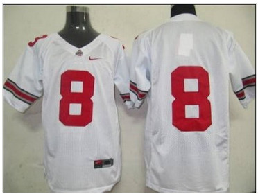 Buckeyes #8 White Embroidered NCAA Jersey