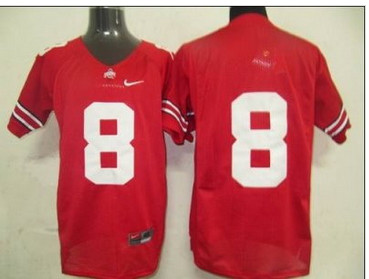 Buckeyes #8 Red Embroidered NCAA Jersey