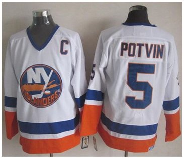 New York Islanders #5 Denis Potvin White CCM Throwback Stitched NHL Jersey