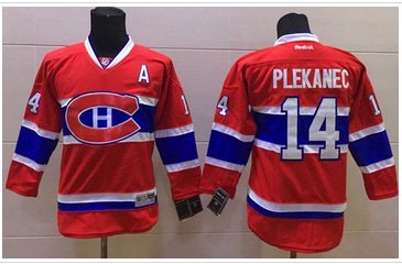 Youth Canadiens #14 Tomas Plekanec Red Stitched NHL Jersey