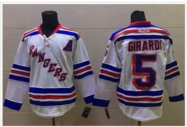 New York Rangers #5 Dan Girardi White Stitched NHL Jersey
