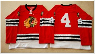 Mitchell And Ness 1960-61 Chicago Blackhawks #4 Niklas Hjalmarsson Red Stitched NHL Jersey