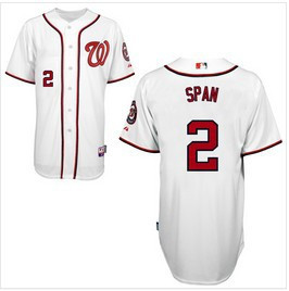 Top costurado Washington Nationals #2 Denard Span Baseball white Jersey aceitar o transporte da gota