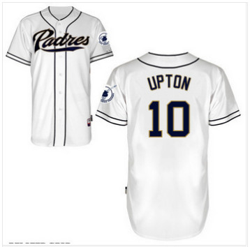 2015 nova Justin Upton Men Baseball  white Jersey San Diego Padres 10 Justin Upton bordados costurado camisa Camisas