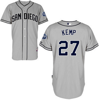 2015San Diego Padres jerseys 27 Matt Kemp stittched homens baratos Baseball gray Jersey  camisas bordado