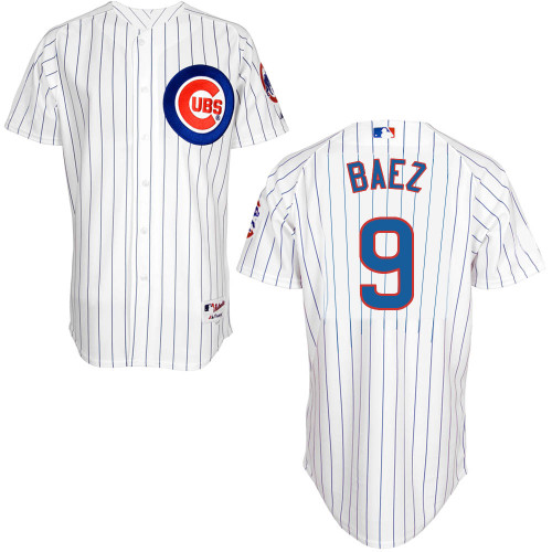 Chicago Cubs 9# Baez White Authentic Personalized Home Jersey