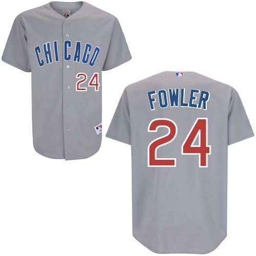 Chicago Cubs 24# Fowler Grey Authentic Personalized Road Jersey