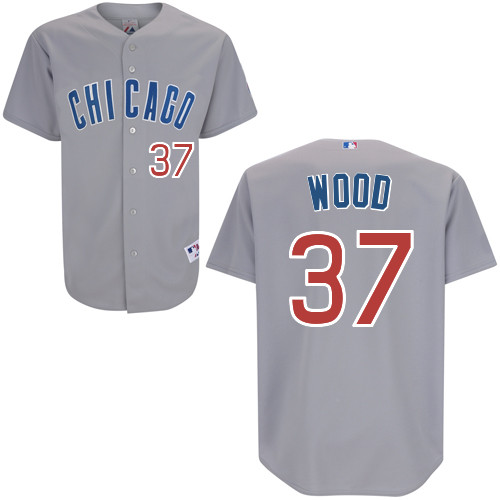Chicago Cubs 37# Wood Grey Authentic Personalized Road Jersey