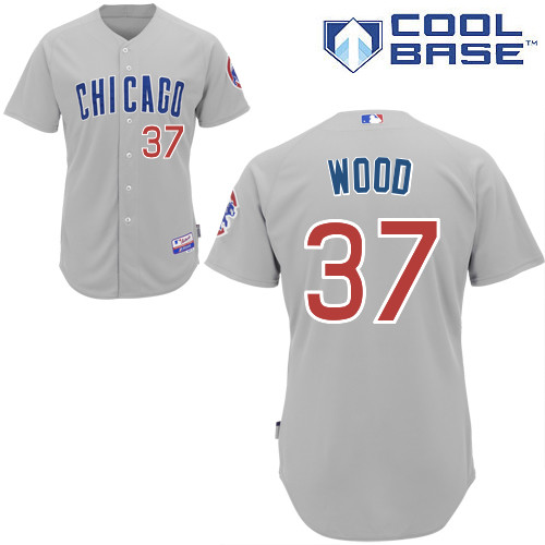 Chicago Cubs 37# Wood Grey Authentic Personalized Road cool Jersey
