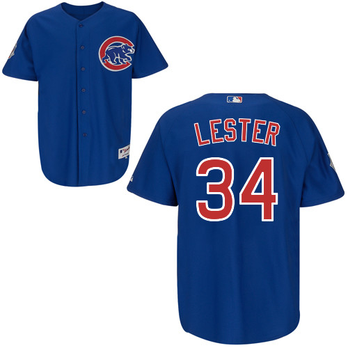 Chicago Cubs 34# Lester Blue Authentic Personalized Alternate Jersey