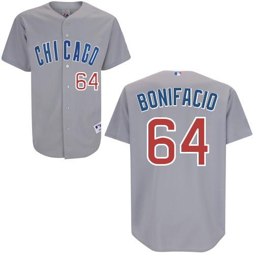 Chicago Cubs 64# Bonif Acio Grey Authentic Personalized Road  Jersey