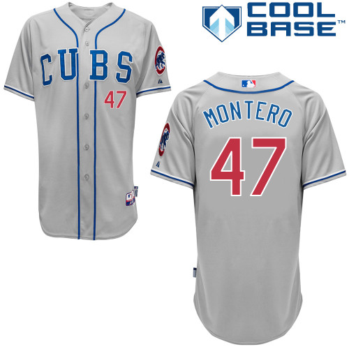 Chicago Cubs 47# Montero Grey Authentic Personalized Road cool Jersey-2