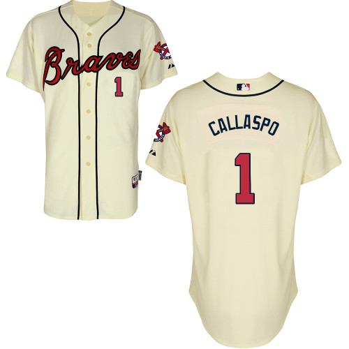 Atlanta Braves #1 Callaspo Beige Authentic Personalized Alternate Jersey