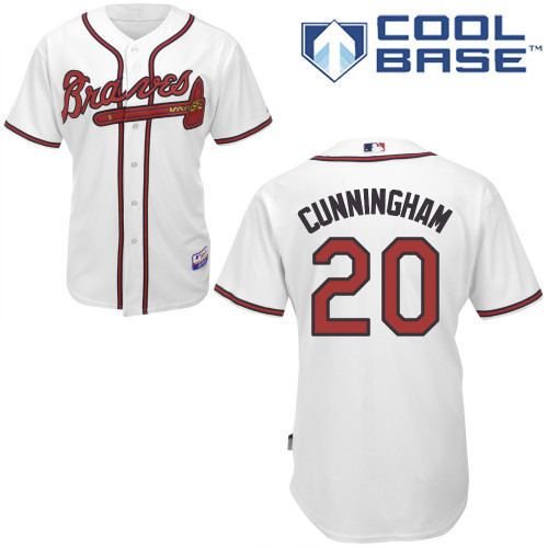 Atlanta Braves #20 Cunningham White Authentic Personalized Home Jersey