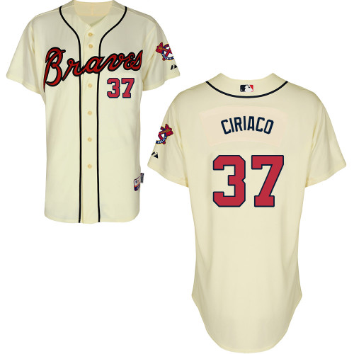 Atlanta Braves #37 Ciriaco Beige Authentic Personalized Alternate Jersey