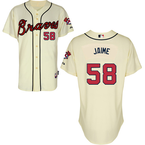 Atlanta Braves #58 Jaime Beige Authentic Personalized Alternate Jersey