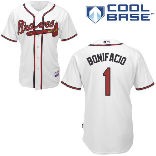 Atlanta Braves #1 Bonifacio White Authentic Personalized Home Jersey