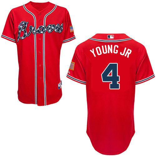 Atlanta Braves #4 Young Jr Red Authentic Personalized Alternate Jersey