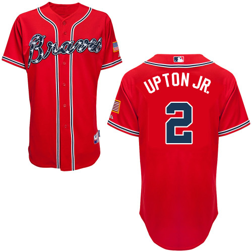 Atlanta Braves #2 Upton Jr. Gonzalez Red Authentic Personalized Alternate Jersey
