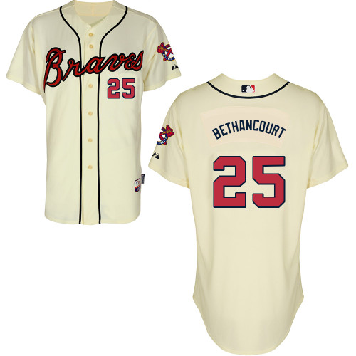 Atlanta Braves #25 Bethancourt Beige Authentic Personalized Alternate Jersey
