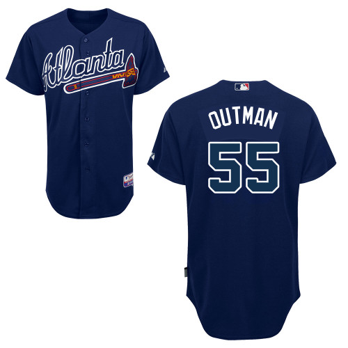 Atlanta Braves #55 Outman Blue Authentic Personalized Alternate Road Jersey