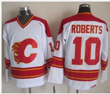 Calgary Flames #10 Gary Roberts White CCM Throwback Stitched NHL Jersey Calgary Flames #10 Gary Roberts White CCM Throwback Stitched NHL Jersey