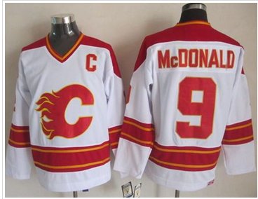 Calgary Flames #9 Lanny McDonald White CCM Throwback Stitched NHL Jersey Calgary Flames #9 Lanny McDonald White CCM Throwback Stitched NHL Jersey