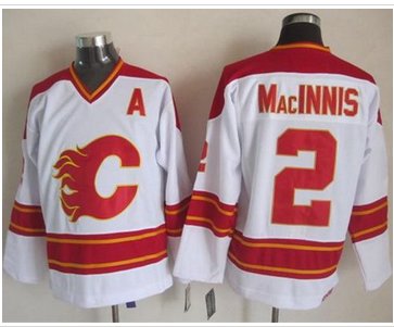 Calgary Flames #2 Al MacInnis White CCM Throwback Stitched NHL Jersey Calgary Flames #2 Al MacInnis White CCM Throwback Stitched NHL Jersey