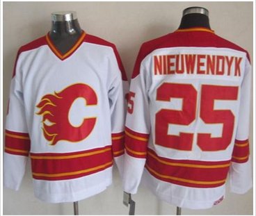 Calgary Flames #25 Joe Nieuwendyk White CCM Throwback Stitched NHL Jersey Calgary Flames #25 Joe Nieuwendyk White CCM Throwback Stitched NHL Jersey