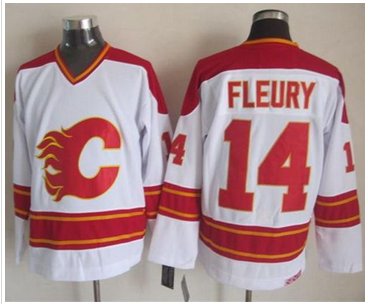 Calgary Flames #14 Theoren Fleury White CCM Throwback Stitched NHL Jersey Calgary Flames #14 Theoren Fleury White CCM Throwback Stitched NHL Jersey