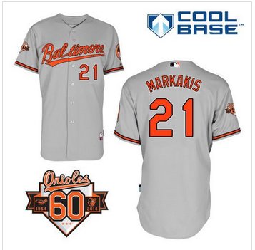 Baltimore Orioles #21 Nick Markakis Grey Cool Base Stitched Baseball Jersey