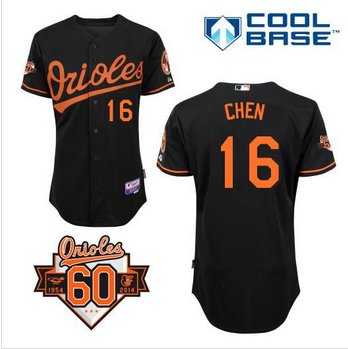 Baltimore Orioles #16 Wei-Yin Chen Black Cool Base Stitched Baseball Jersey