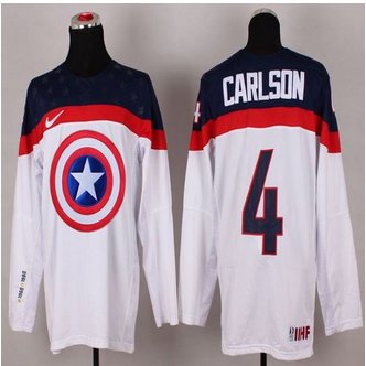 Olympic Team USA #4 John Carlson White Captain America Fashion Stitched NHL jersey Olympic Team USA #4 John Carlson White Captain America Fashion Stitched NHL jersey