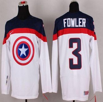 Olympic Team USA #3 Cam Fowler White Captain America Fashion Stitched NHL Jersey Olympic Team USA #3 Cam Fowler White Captain America Fashion Stitched NHL Jersey