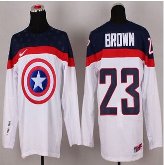 Olympic Team USA #23 Dustin Brown White Captain America Fashion Stitched NHL jersey