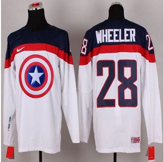 Olympic Team USA #28 Blake Wheeler White Captain America Fashion Stitched NHL jersey