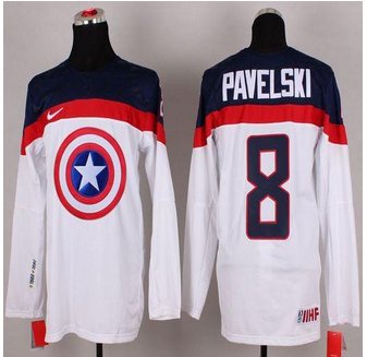 Olympic Team USA #8 Joe Pavelski White Captain America Fashion Stitched NHL jersey Olympic Team USA #8 Joe Pavelski White Captain America Fashion Stitched NHL jersey