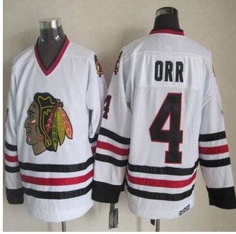 Chicago Blackhawks #4 Bobby Orr White CCM Throwback Stitched NHL Jersey